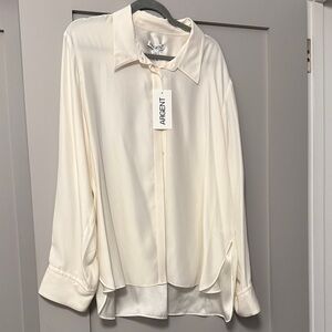 Argent Collard Shirt in Matte Silk Satin in White